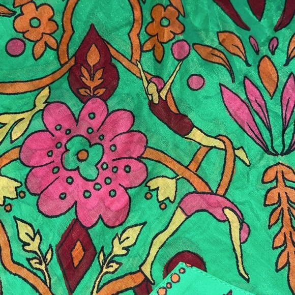 Tory Burch Belted Printed Silk Blend Scarf Long Dress size SX Green. Maxi. NEW - Picture 12 of 15